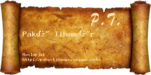 Pakó Tihamér névjegykártya